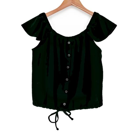 Madewell Texture & Thread Off-the-Shoulder Top Black size Large - Picture 6 of 12